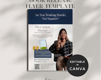 Plantillas de marketing para lanzamientos de libros, folletos de libros de autor en Canva, folletos de lanzamiento de libros, plantillas de marketing para promociones de firmas de libros, folletos promocionales de libros electrónicos