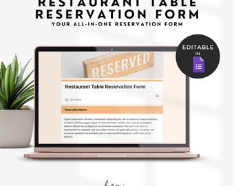 Restaurant Table Reservation Google Form Template, Restaurant Book Reservation Form, Dinner Reservation Online Inquiry, Client Intake Form