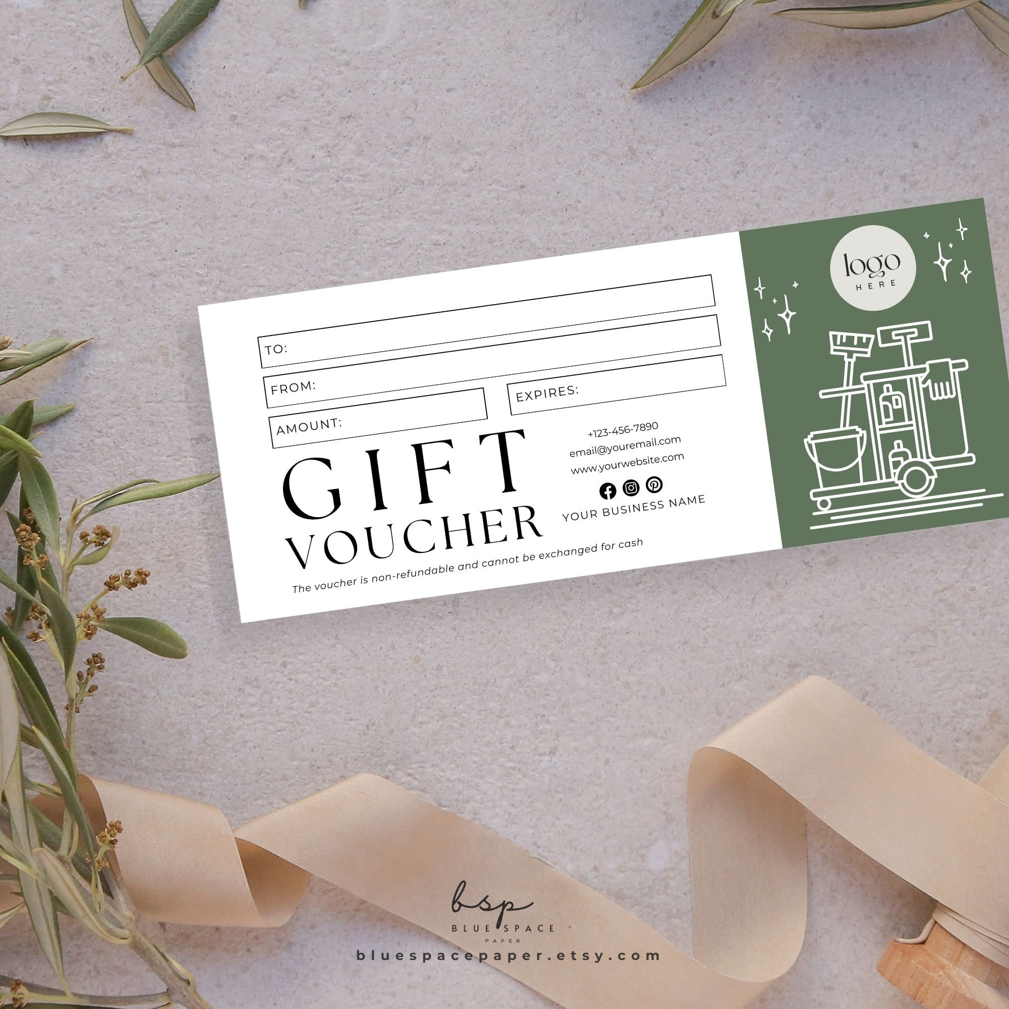 Cleaning Service Gift Certificate Gift Voucher Template Canva House