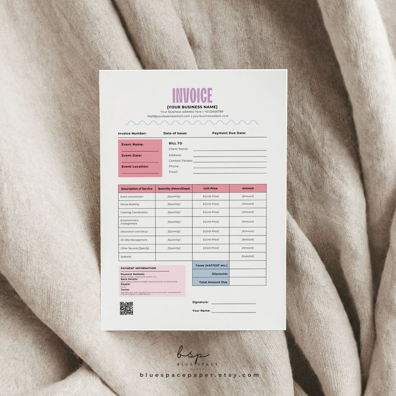 Event Planner Invoice Template, Event Planning Template, Editable ...