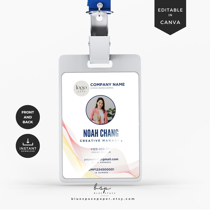 ID Card Template Canva, Editable ID Badge, Customize ID Card, Teacher ...