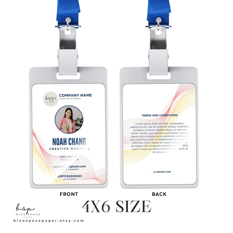 Id card template canva editable id badge customize id card teacher