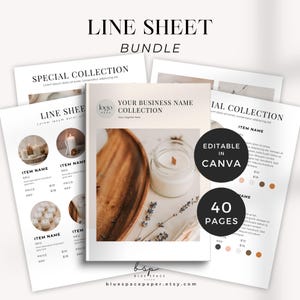 digital printable LINE SHEET CANDLE BUSINESS canva template