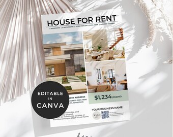 House For Rent Flyer, Realtor Marketing Canva, Real Estate Flyer Attract Buyers, House Rental Brochure Template, Realtor Agent Advertising