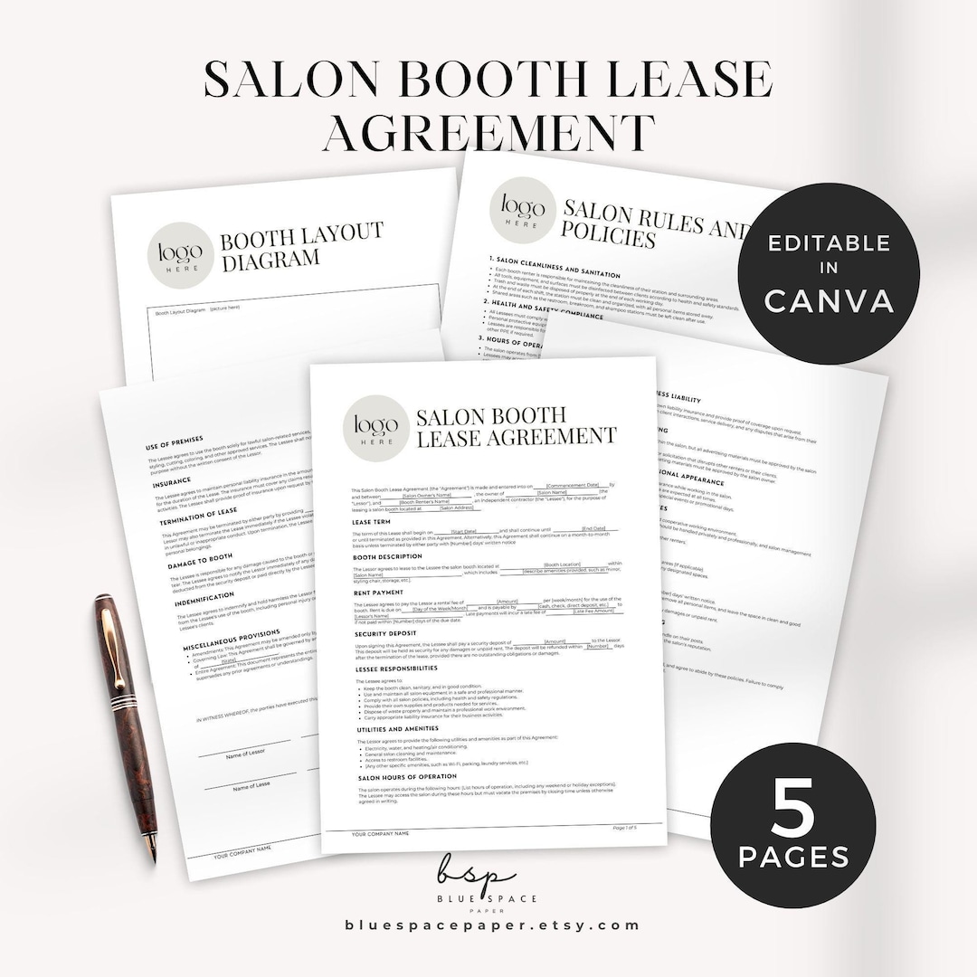 Salon Lease Agreement Template Salon Booth Rental Agreement Salon