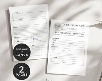 Skincare Consultation Card, Skincare Aftercare Cards, Esthetician Business Forms Template, Facial Consent Form Canva, Beauty Salon Forms