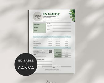 Mowing Invoice, Landscaping Invoice and Quote Template, Lawn Care Invoice Canva Template Business, Yard Work Template, Landscape Receipt