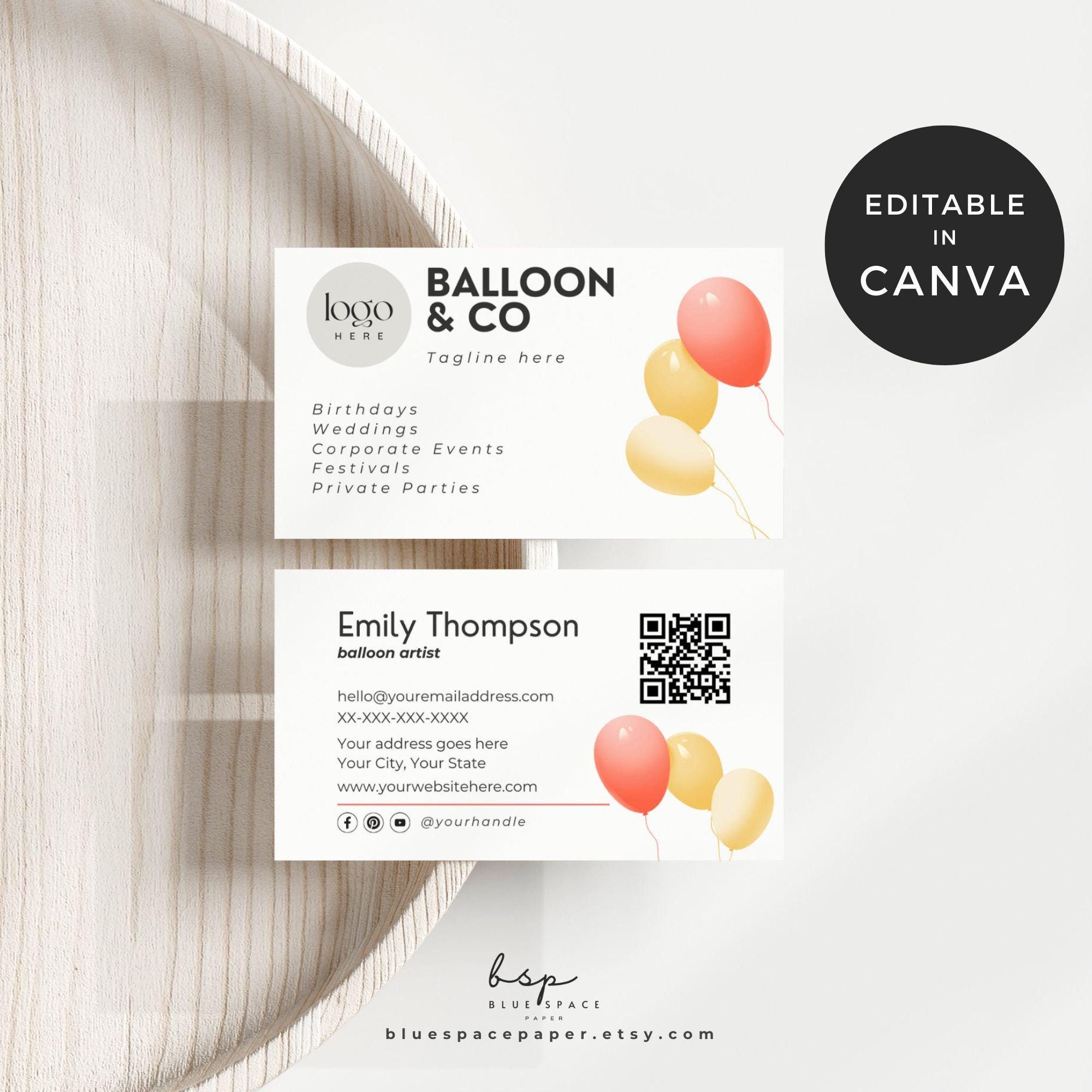 Balloon Artist Business Card, QR Code Business Card, Balloon Decor ...