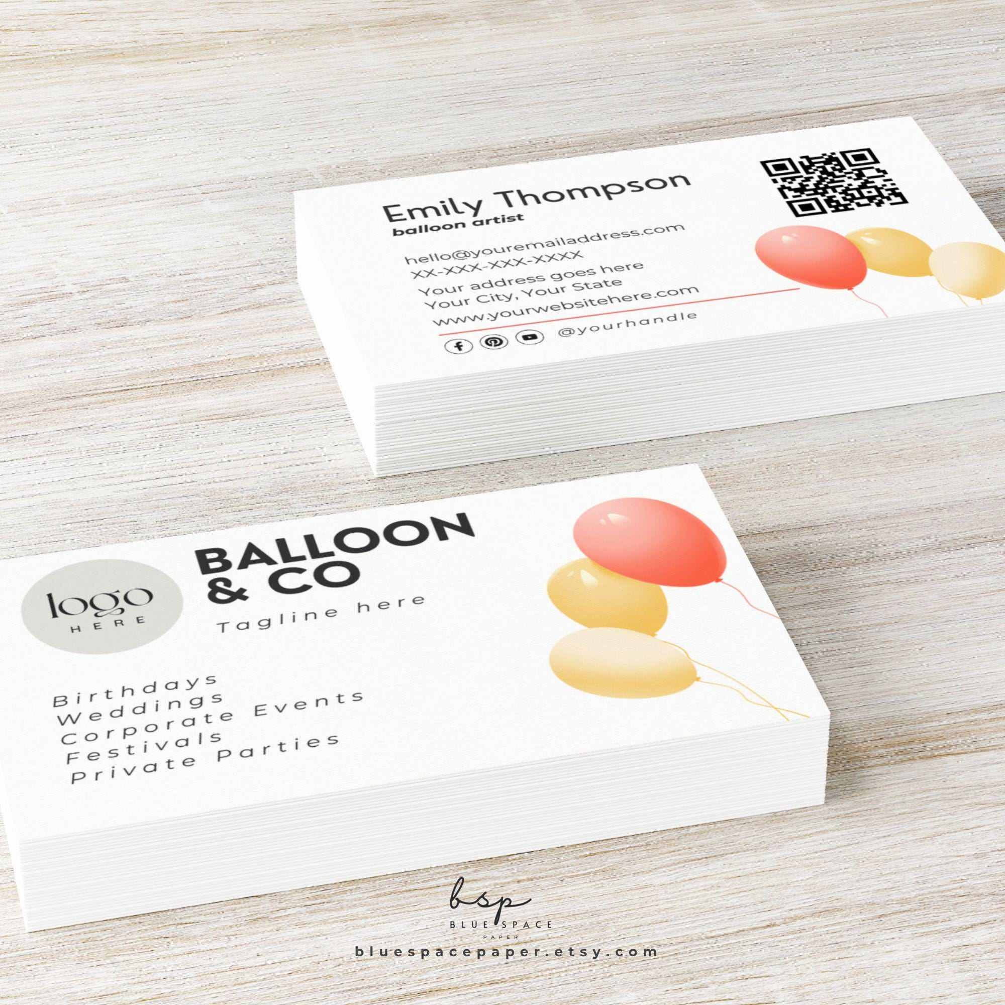 Balloon Artist Business Card, QR Code Business Card, Balloon Decor ...