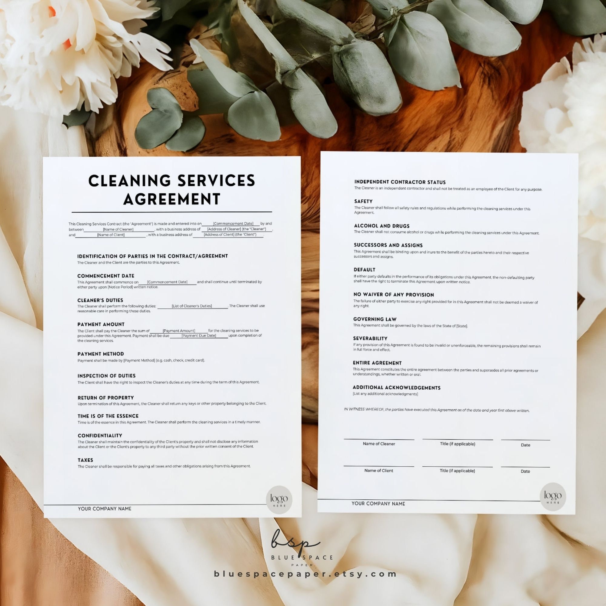 Cleaning Service Agreement, House Cleaning Service Agreement ...