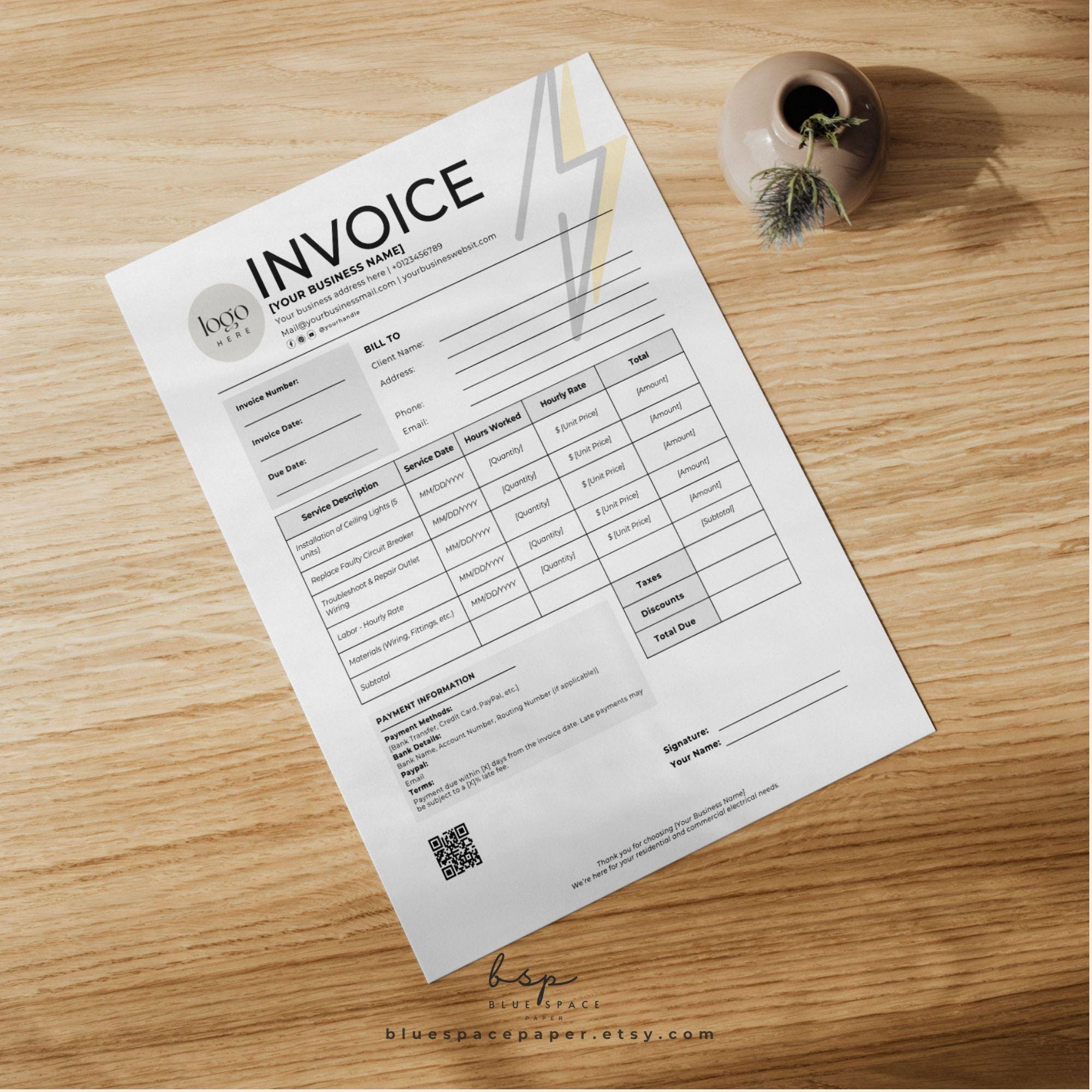 Electrical Contractor Invoice Template, Construction Invoice Template ...
