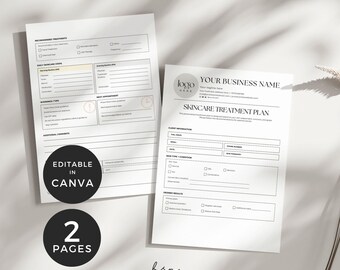 Skincare Assessment Form, Esthetician Business Forms Template, Facial Treatment Plan Form, Beauty Salon Client Forms, Dermatologist Forms