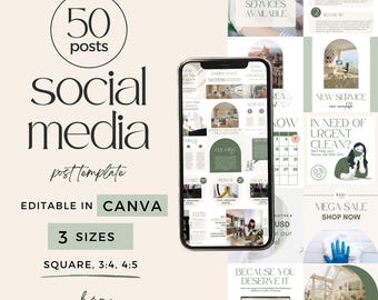 Social Media Posts for Cleaning Company, Cleaning Business Social Media Templates, House Cleaning Instagram Post, Cleaning Service Marketing