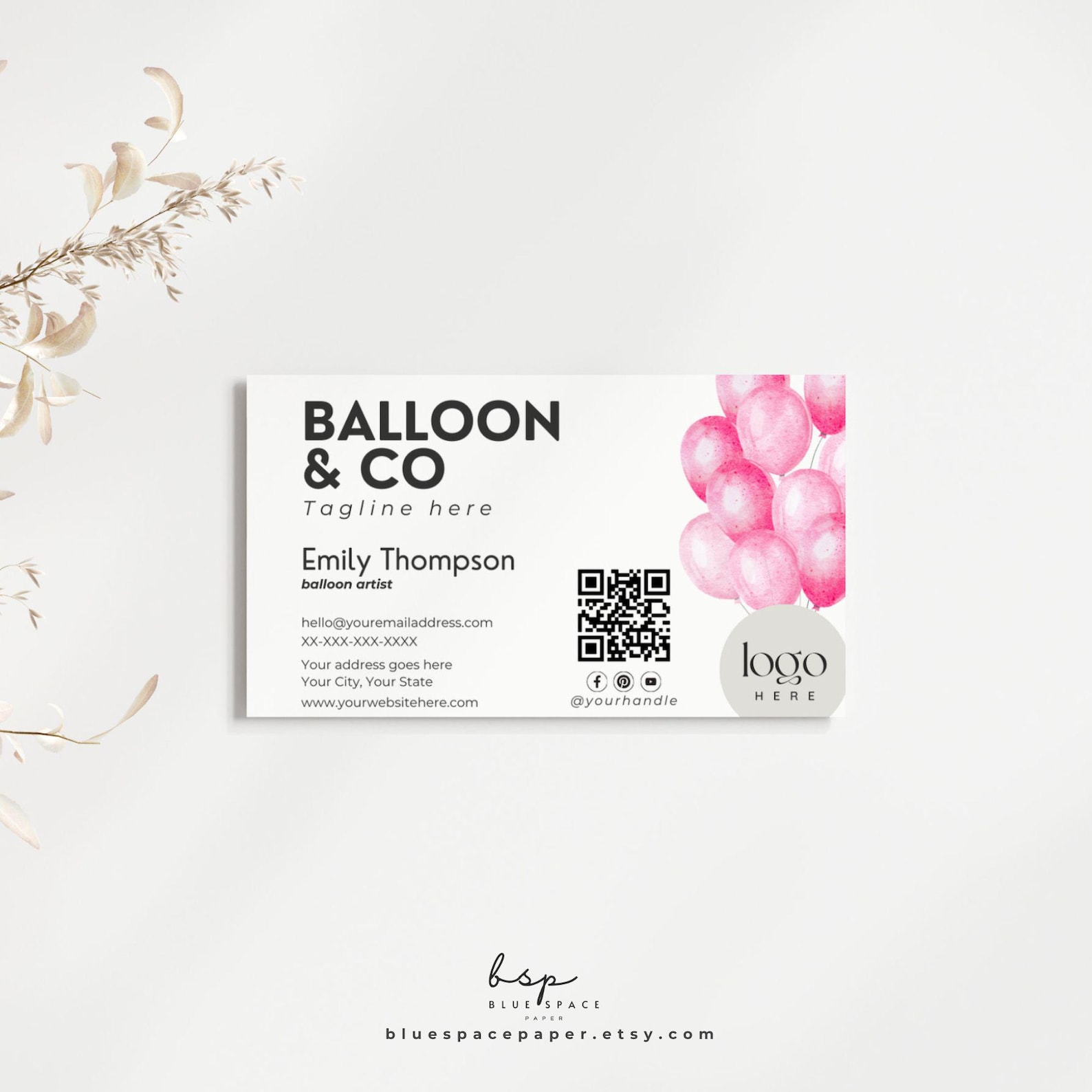 Balloon Arch Business Cards, QR Code Business Card, Balloon Decor ...