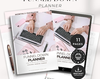 Funnel System Planner, Adult ADHD Planner Printable PDF, Daily Weekly Monthly Planner Goodnotes, Funnel Down Planner, Executive Functioning