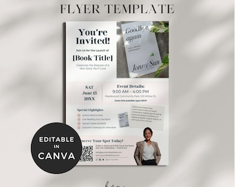 Flyersjabloon boekpresentatie, auteur boek flyer Canva, flyer boekrelease, boekpromotiesjabloon marketing, e-book flyer promo, doe-het-zelfsjablonen