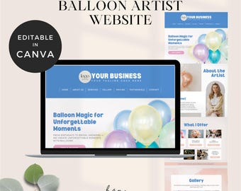 Balloon Decor Website Template, Balloon Business Canva Website Template, Event Decorator Website, Business Landing Page, One Page Website