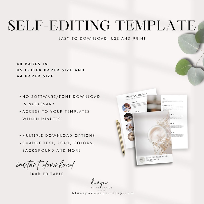 digital printable LINE SHEET CANDLE BUSINESS canva template