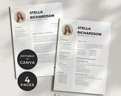 Finance Resume Format, Minimalist Resume Template Canva, Professional CV Resume Executive Template, Financial Resume and Cover Letter Bundle