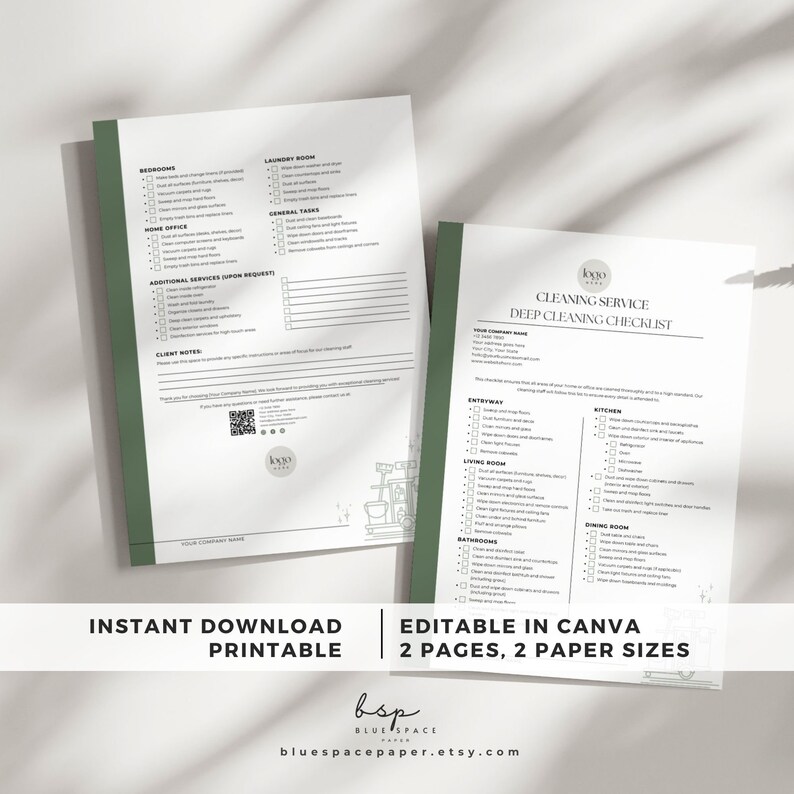 Cleaning Service Check List, Professional Deep Cleaning Checklist