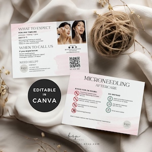 Microneedling Post Care Card, Esthetician Aftercare Card Template, Beauty Treatment Post Care Card, Microneedling After Care Instructions