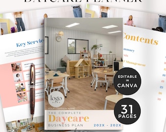 Planificador de negocios para guarderías, Kit de inicio para guarderías en casa, Plan de negocios para preescolares en Canva, Estrategias de negocios para guarderías, Marco de planificación de guarderías