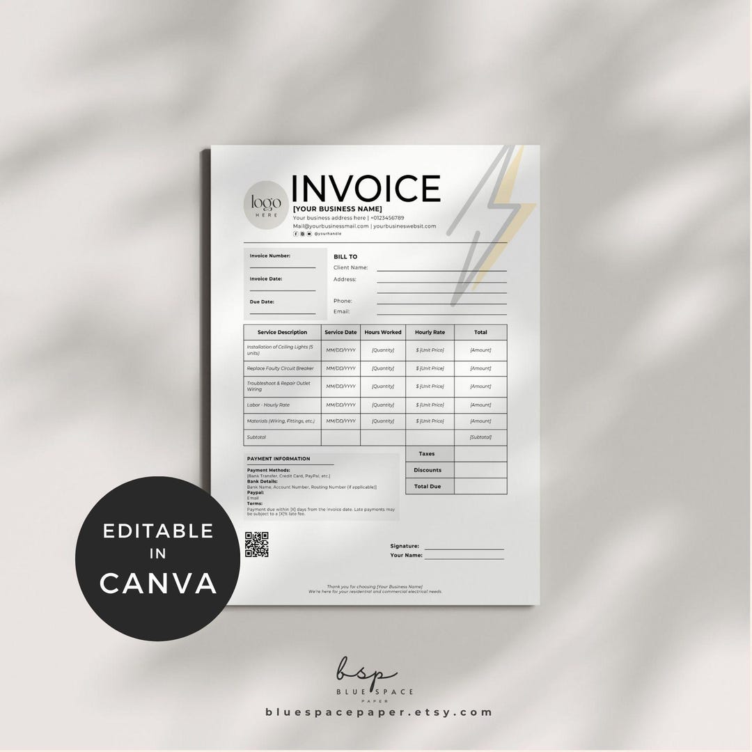 Electrical Contractor Invoice Template, Construction Invoice Template ...