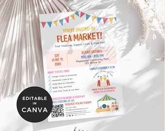 Flea Market Flyer Template, Garage Sale Flyer Template, Community Event Flyer template, Rummage Sale Poster, School Event Flyer for Students