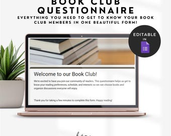 Book Club Questionnaire, Book Club Getting to Know You Google Form, Reading Preference Survey, Book Reading Club Activities, Get to Know Me