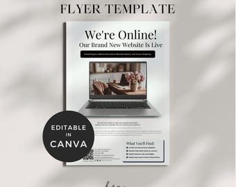 Website is Live Flyer, Website Live Announcement, Business Launching Soon Flyer, New Website Coming Soon Template, Grand Opening Brochure