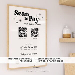 2 Kod QR dla małych firm, Szablon znaku Scan to Pay Canva, Forma płatności, Znak mediów społecznościowych, Wyświetlacz na rynku rzemiosła, Dostawca