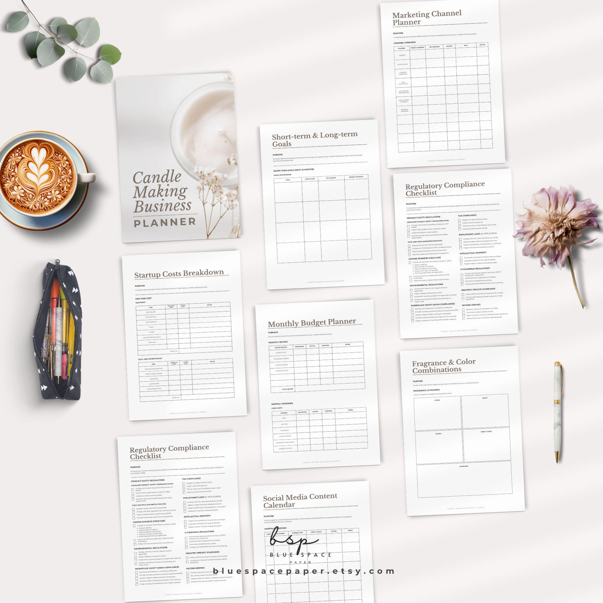 Candle Business Planner, Candle Making Business Planner, Scented Candle Recipe Sheet, Small ...