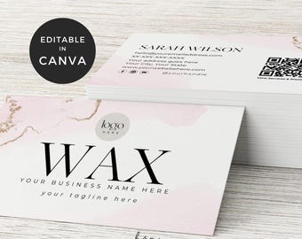 Waxing Specialist Business Card, Esthetician Marketing Templates, Beauty Salon Canva Templates, QR Code Business Cards, Hair Removal Service