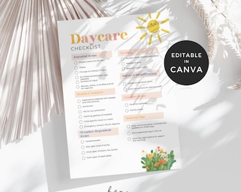 Checklist for Daycare, Home Daycare Starter Kit, Childcare Business Check Lists, Child Care Daily Routine for Babies, Daycare Checklists