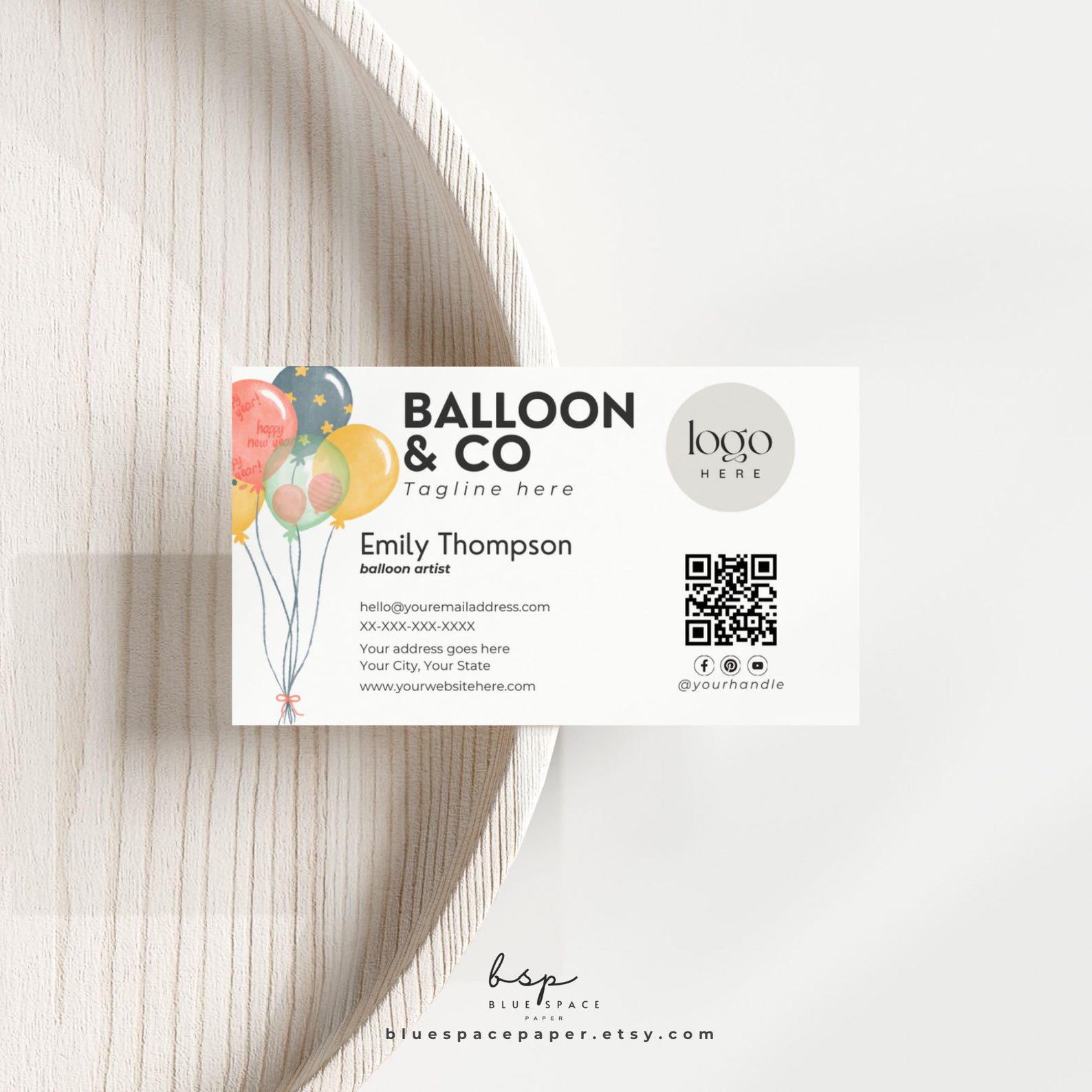Business Card for Balloon Artist, QR Code Business Card, Colorful ...