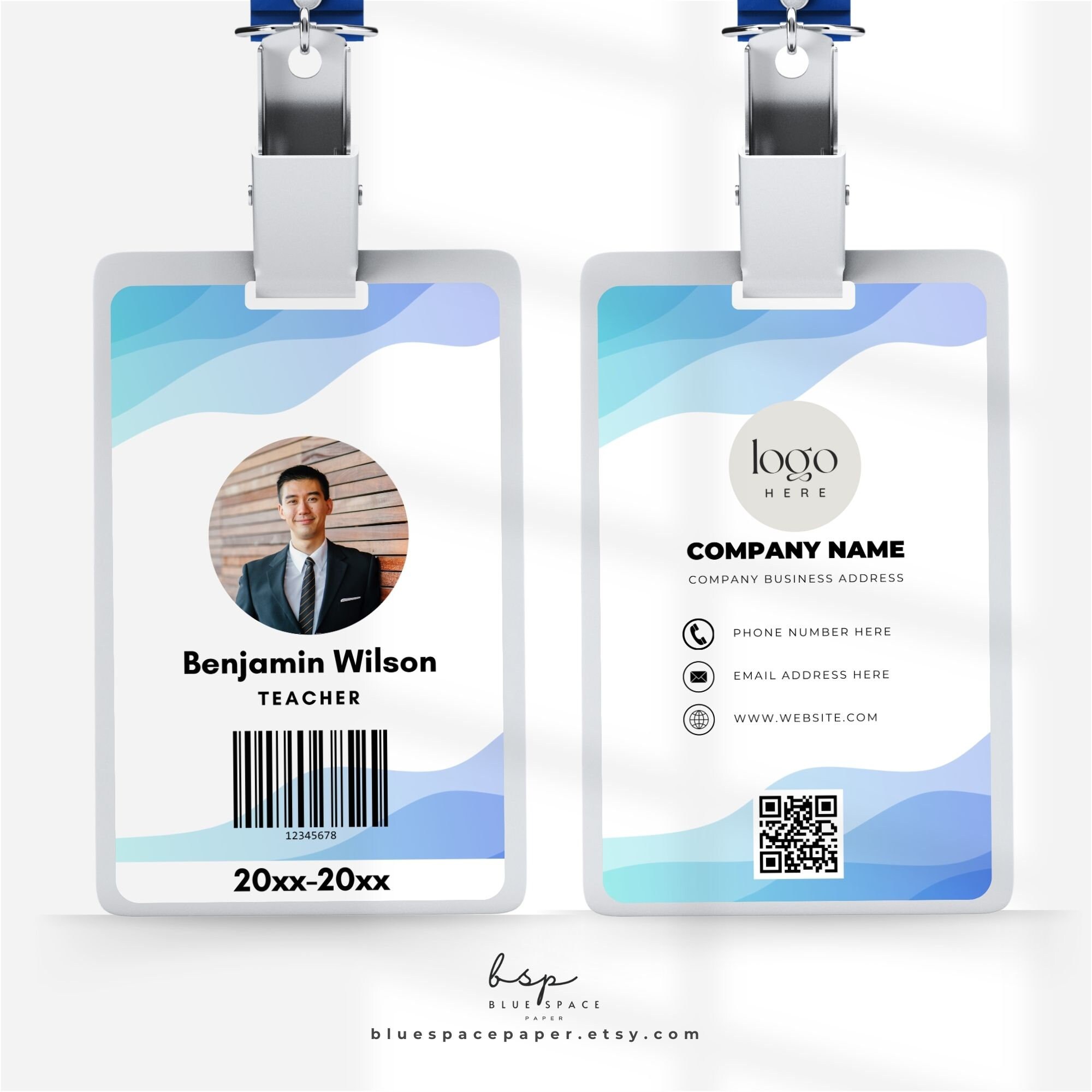 Teacher ID Badge Template, Homeschool Teacher ID Card, ID Card Template