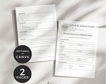 Sports Picture Order Form, Sport Photography Template, Sport Photographer Business Canva, Team Photo Ordering Form, School Photographs Forms
