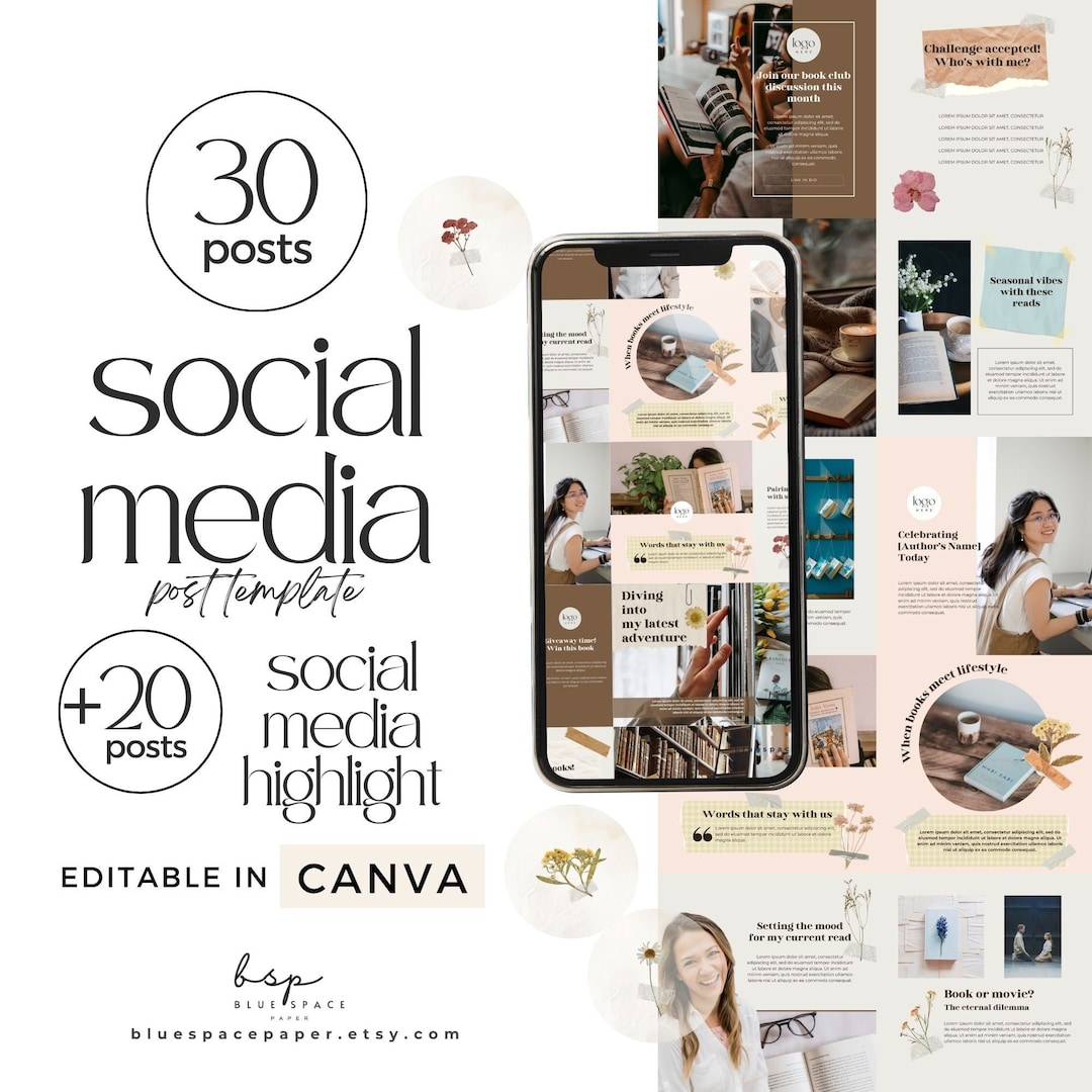 Book Review Template for Social Media, Bookstagram Post Template ...