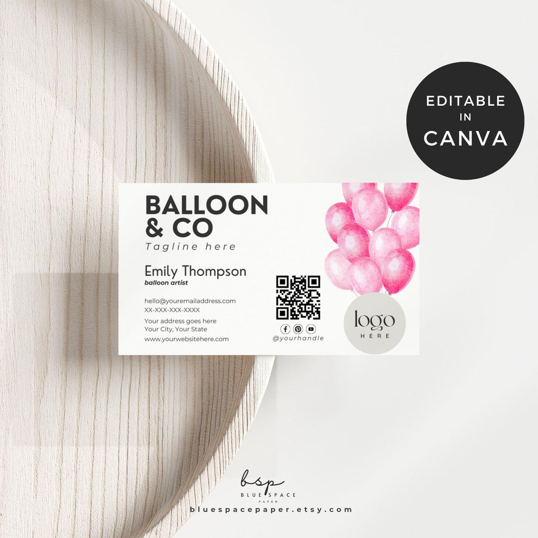 Balloon Arch Business Cards, QR Code Business Card, Balloon Decor ...