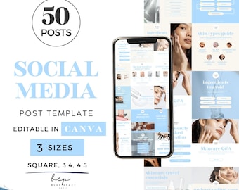 Hautpflege Social Media Canva Vorlage, Beauty Instagram Post, Kosmetikerin Branding Kit Bundle Vorlagen, Hautpflege Social Media Vorlagen