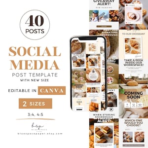 Bakery Menu Post Instagram, Bakery Social Media Template, Bakery Marketing Canva Template, Food Blogger Instagram Post Template, Bakery Shop