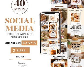 Bakery Menu Post Instagram, Bakery Social Media Template, Bakery Marketing Canva Template, Food Blogger Instagram Post Template, Bakery Shop