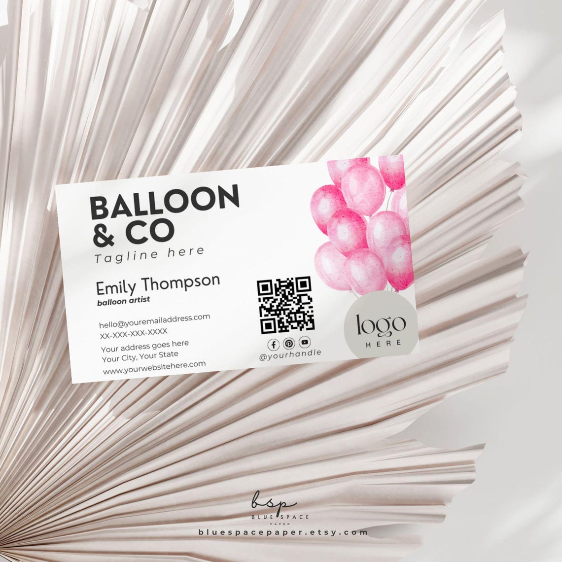 Balloon Arch Business Cards, QR Code Business Card, Balloon Decor ...