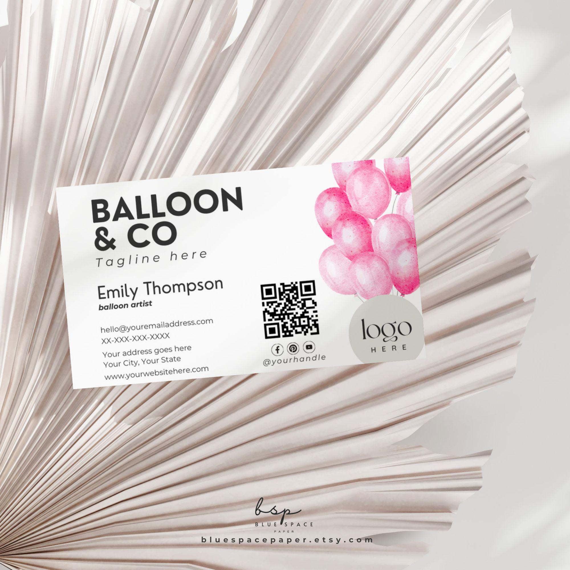 Balloon Arch Business Cards, QR Code Business Card, Balloon Decor ...
