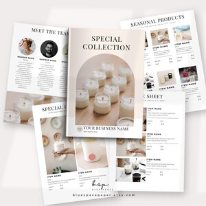 digital printable LINE SHEET CANDLE BUSINESS canva template