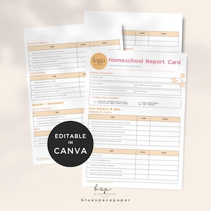 Carnet de notes pour l'école à la maison, jardin d'enfants, modèle de rapport pour tout-petits Canva, carte de progression des enfants, suivi des notes, modèle de bulletin de notes pour l'école maternelle