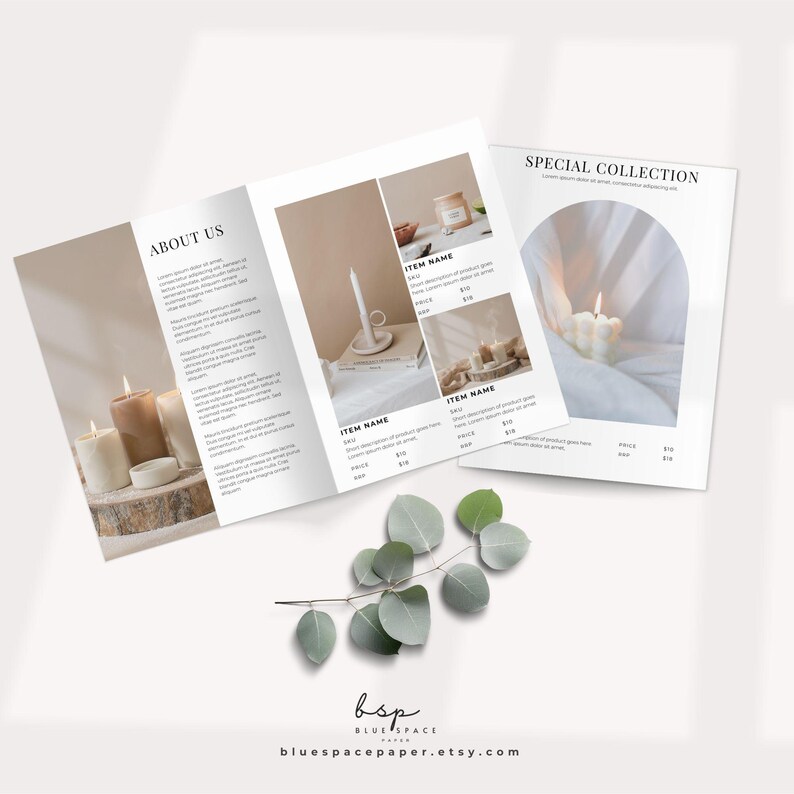 digital printable LINE SHEET CANDLE BUSINESS canva template