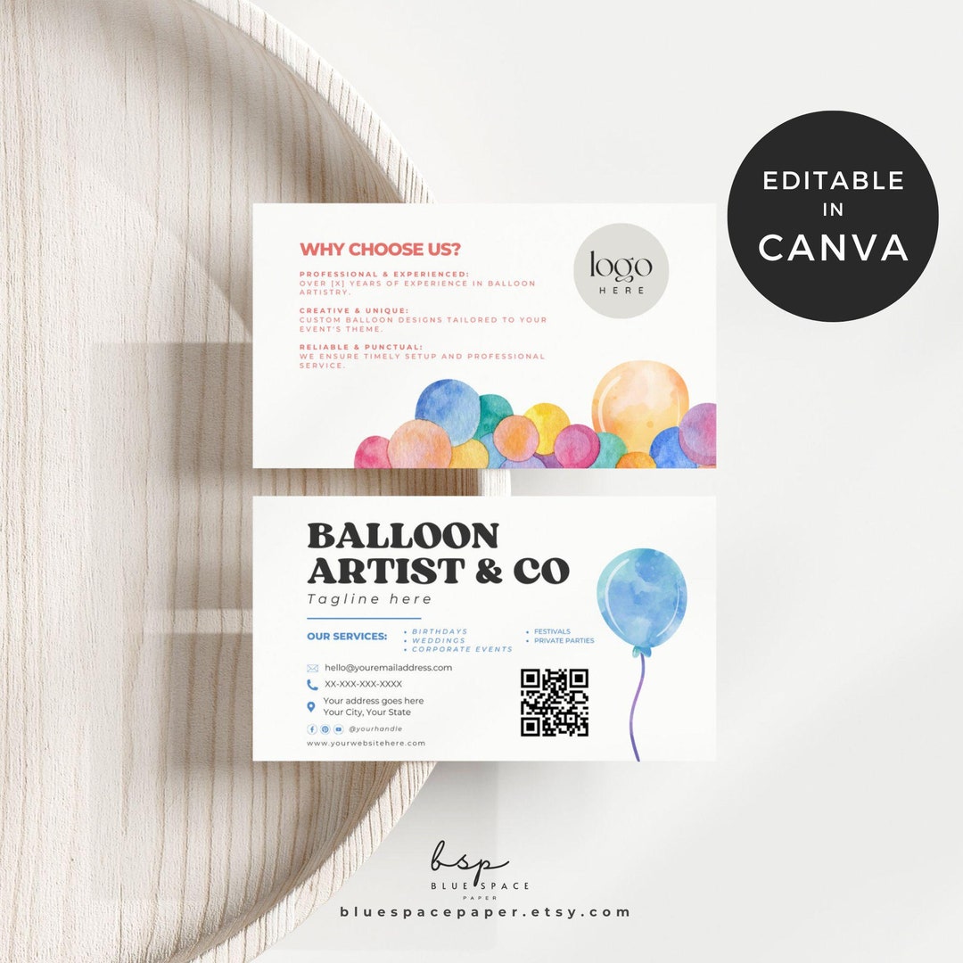 Balloon Arch Business Cards, QR Code Business Card, Balloon Decor ...