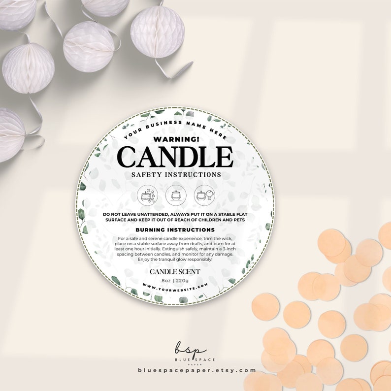 Candle Safety Instructions, Warning Labels for Wax Melts, Warning ...