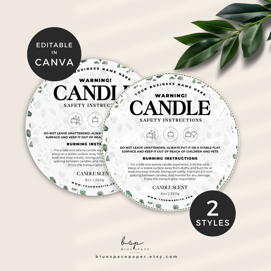 Candle Safety Instructions, Warning Labels for Wax Melts, Warning ...
